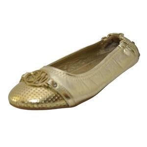 Stuart Weitzman Kids Marjorie Ballet Flat Shoe Gold 5 Pre-Owned